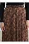 Lcw Modest Brown Elastic Waist Skirt Patterned Pleated - 3
