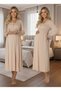 Women's Mink Long Sleeve Stylish Lace Detailed Buttoned 100% Cotton Maternity Dressing Gown Nightgown Set - 6