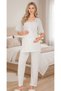 New Season Ecru Summer Scallop Linen Detailed Stylish Short Sleeve Maternity Pajama Set - 5