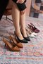 Women's Tan Patent Leather Biyana Model Open Classic Heeled Shoes with Strapped Buckle Detail - 6