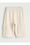 Beige Elastic Waist Boy's Cargo Shorts - 2