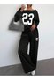Women's 23 Printed Boat Neck Straight Leg Jogger Top and Bottom Tracksuit Set - 3