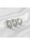 Brass Silver Color Zircon Stone Hoop Model Ysx Trio Earring Set - 3