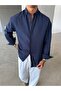 Men's Navy Blue Comfortable Fit Cotton Linen Shirt Ls-19845