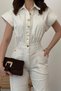Women's Slim Fit High Waist Lycra Tube Leg Safari Style Jumpsuit - 4