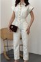 Women's Slim Fit High Waist Lycra Tube Leg Safari Style Jumpsuit - 5