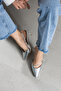 Women's Silver Gray Arya Buckle Detailed Pointed Toe Elastic Band Classic Thin Heeled Shoes - 5