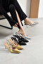 Women's Silver Gray Arya Buckle Detailed Pointed Toe Elastic Band Classic Thin Heeled Shoes - 7
