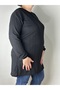 Women's Black Long Sleeve Ankle Elasticated Crew Neck Acrylic Long Tunic - 2