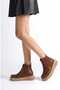 Velarise Women's Boots Tan Matte Leather Beige Sole - 2