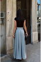 Women's Pleated Long Skirt with Front Slit and Wide Belt - 5