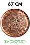 67 cm Hand-Embroidered Authentic Patterned Thick Urfa Copper Tray - Copper-Tps525