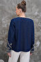 سترة قطنية مطرزة بنمط عرقي وياقة دائرية - 8