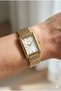 Japanese Mechanism Women's Wristwatch |   Gold Color Steel Cord, White Rectangular Dial, 24mm - 7
