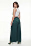 Women's Emerald Green Summer Special Design Palazzo Trousers with Elastic Waist and Accessories - 4