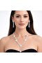 Women's Necklace Silver Color Model White Daisy Stone Necklace Earring Set