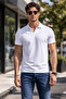 Polo Collar Slim Fit Solid Color Lycra Combed Cotton Flexible Fabric Short Sleeve T-Shirt/Top Men's Clothing