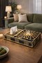 Premium Black & Gold 2-in-1 Guest Serving and Napkin Holder 30*22*5 cm – Luxury Serving Tray with Crystal Handles - 5