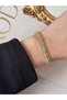 Double Chain Waterway Bracelet Steel Gold Stone Women's Bracelet - 7