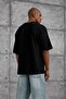 Men's T-Shirt with Flami Kumas Written on the Collar Black Oversize Printed Crew Neck Cotton - 3