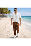 Men's Oversize Linen Embroidered T-Shirt and Pants 2-Piece Set - 2