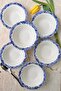 Carbon Blue 6-Person 16 cm Special Design Premium Porcelain Soup Bowl Set with Blue Painting Pattern - 2