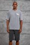 Men's T-Shirt Who Is Washable Gray Oversize Printed Crew Neck Cotton - 5