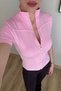 Merso Women's Short Sleeve Zippered Pink Yoga Sports Blouse - 3