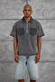 Men's T-Shirt Polo Collar Zippered Washable Smoked Oversize Zippered Cotton