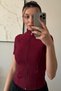 Range Women's Short Sleeve Zipper Pocket Burgundy Slim Fit Sports Blouse