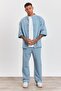 Men's Blue Oversize Top and Bottom Set – Wide Cut Kimono Sleeve Shirt + Comfortable Pants Ls-5364 - 2