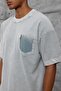 Men's T-Shirt Washable Gray Oversize with Pocket Detail