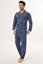 3141 Indigo Large Size Men's Buttoned Pajama Set - 3