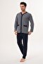 3132 Navy Blue Large Size Men's Button-Down Pajama Set