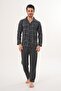 3141 Smoked Large Size Buttoned Men's Pajama Set - 2