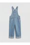 Indigo Square Collar Embroidered Girls' Jean Salpet