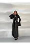 Scarf Detail Spanish Sleeve Satin Blouse - Black - 3