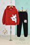 Children's Unisex Cat Head with Ribbon 3-Piece Hooded Tracksuit Set - 4