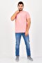 Men Crew Neck Short Sleeve Embroidered Logo T-Shirt, Salmon Pink - 4