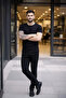 Men's T-Shirt Crew Neck Slim Fit Lycra T-Shirt Casual Basic Body - Black - 3