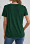 Sleeved V-Neck Hibiscus Flower Printed Regular T-Shirt Relaxed Fit - 2