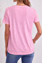 Sleeved V-Neck Hibiscus Flower Printed Regular T-Shirt Relaxed Fit - 2