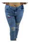 Plus Size Denim Ripped Distressed Detail Skinny Leg Women's Trousers - 2