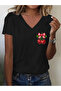 Mixed Print Women's Long Sleeve V-Neck Relaxed Fit T-shirt