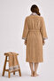 Fiore Floral Patterned Women's Robe Set 100% Cotton Certified 2 Piece Robe and Head Towel - Beige - 6