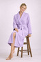 Women's Bathrobe 100% Certified Cotton, 1 Piece, Dressing Gown / Robe - Lilac - 7