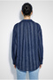 Women's Navy Blue Textured Line Patterned Tassel Detailed Single Pocket Oversize Shirt 8089 60283935 - 5