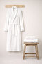 Women's Bathrobe Set 100% Cotton Certified 3-Piece Shawl Collar Bathrobe and Towel Set - White - 3