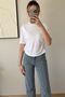 Chic White Short Sleeve Crew Neck Slim Fit Blouse with Back Detail - 2