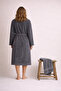 Women's Bathrobe Set 100% Certified Cotton, 2 Pieces, Shawl Collar Bathrobe and Head Towel - Anthracite - 2